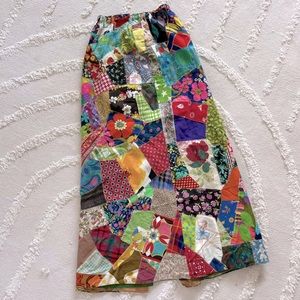 Vintage Quilt Strapless Dress or Skirt, Elastic waist with Zipper entry, Size S